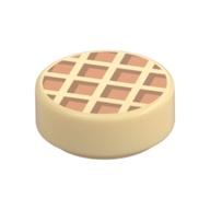 Tile Round 1 x 1 with Waffle, Dark Orange Edges Print (Tan)