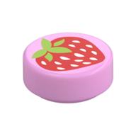 Tile Round 1 x 1 with Strawberry Print (Bright Pink)