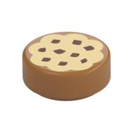 Tile Round 1 x 1 with Cookie Print (Medium Nougat)