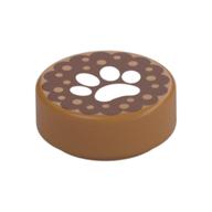 Tile Round 1 x 1 with Animal Track Print (Medium Nougat)