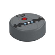 Tile Round 1 x 1 with Thermal Detonator Print (Flat Silver)