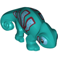 Animal, Chameleon with Azure Eye Patches and Azure and Dark Red Stripes Print (Dark Turquoise)