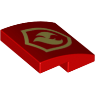 Brick Curved 2 x 2 x 2/3 with Yellow Fire Fighter Symbol Print (Red)