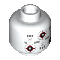 Minifig Head Marksman-H Training Remote Droid, Gray Squares and Red Cross-hairs Print (No Face) (White)