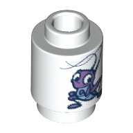 Brick Round 1 x 1 with Cricket Print (Cri-Kee) (White)
