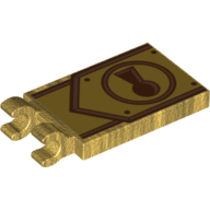 Tile Special 2 x 3 with 2 Clips with Lock, Gold Lines Print (Pearl Gold)