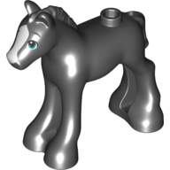 Animal, Horse / Foal, with Dark Turquoise Eyes, White Blaze Print (Black)