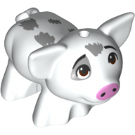 Animal, Pig, Small with Bright Light Pink Snout, Light Bluish Grey Spots, Sad (Pua) (White)