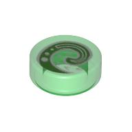 Tile Round 1 x 1 with Moana Koru Symbol Print (Trans-Green)