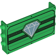 Panel 1 x 6 x 3 with Studs on Sides with Dark Green Lines and Diamond Print (Green)