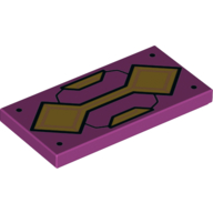Tile 2 x 4 with Two Connected Gold Squares Print (Magenta)