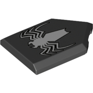 Tile Special 2 x 3 Pentagonal with White Spider Print (Black)