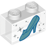 Brick 1 x 2 with Glass Shoe Print (Trans-Clear)