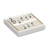Tile 2 x 2 with Music Sheet Print (White)