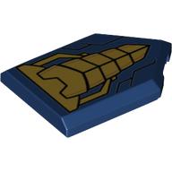 Tile Special 2 x 3 Pentagonal with Gold Armor Panels Print (Dark Blue)
