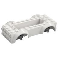 Vehicle Base 4 x 10 x 2 1/2 with Mudguards, Wheel Pins and 6 x 2 Centre Recess with 3 Holes, Light Bluish Gray Wheel Holders (White)