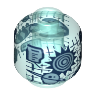Minifig Head, Hologram Display Print (Trans-Light Blue)