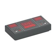Tile 1 x 2 with Controls Print (Dark Bluish Gray)