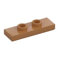 Plate Special 1 x 3 with 2 Studs with Groove and Inside Stud Holder (Jumper) (Medium Nougat)