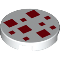Tile Round 2 x 2 with 4 Large and 6 Small Red Squares Print (White)