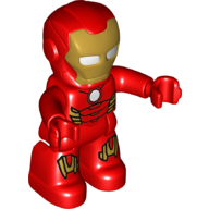 Duplo Figure with Helmet, with Red Legs and Gold Armor Print (Iron Man) (Red)