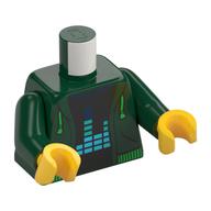 Torso Hoodie, Open over Black Undershirt with Blue Equalizer Print, Dark Green Arms, Yellow Hands (Dark Green)