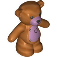 Animal, Bear / Teddy, Arms Down with Black Eyes, Nose and Mouth / Lavender Belly with Heart Print ([No Color/Any Color])