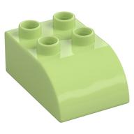 Duplo Brick 2 x 3 with Curved Top (Yellowish Green)