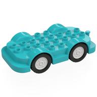 Duplo Car Base 4 x 8 with Four Black Wheels and White Hubs (Medium Azure)