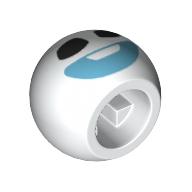 Technic Ball Joint with Black Eyes and Blue Smile Print (Snowgie Head) (White)