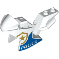 Fairing, Motorcycle, Racing (Sport) Bike with Gold Badge, Blue 'POLICE' Print (White)