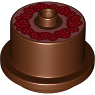 Duplo Food 2 x 2 Round Cake with Stud on Top, Strawberry Print (Reddish Brown)