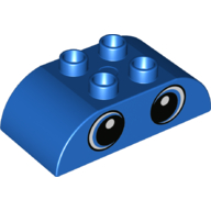 Duplo Brick 2 x 4 Curved Top with Two Eyes Print (Blue)