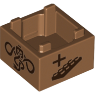 Container Box 2 x 2 x 1 with '+' and LEGO Plate, '-' and LEGO Brick, Snake and Skull Symbol Print (Medium Nougat)