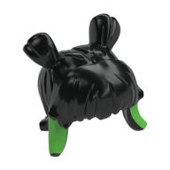 Hair Long with 2 Buns and Green Streaks (Black)