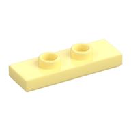 Plate Special 1 x 3 with 2 Studs with Groove and Inside Stud Holder (Jumper) (Bright Light Yellow)