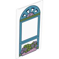 Glass for Window 1 x 4 x 6 with Medium Blue Window, Lavender Plant Basket Print (Trans-Clear)