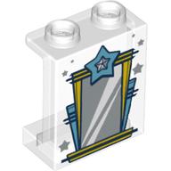 Panel 1 x 2 x 2 with Mirror, Medium Blue Star Print (Trans-Clear)