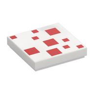 Tile 2 x 2 with Dark Red Squares / Minecraft Cake Print (White)