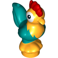 Animal, Chicken with Dark Turquoise Tail and Red Comb Print (Moana Heihei) (Bright Light Orange)