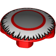 Plate Round 2 x 2 with Rounded Bottom with Light Bluish Grey Circle, Red Circle, White Ruffles (Red)