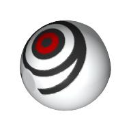 Technic Ball Joint with Black Spiral, Red Circle Print (White)