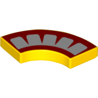 Tile 2 x 2 Curved, Macaroni with 4 Red Points and Border Print (Yellow)
