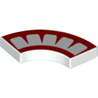 Tile 2 x 2 Curved, Macaroni with 4 Red Points and Border Print (White)
