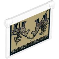 Glass for Window 1 x 4 x 3 - Opening with 2 Chinese Horsemen on Horse, Spears, Dark Tan Background (Trans-Clear)
