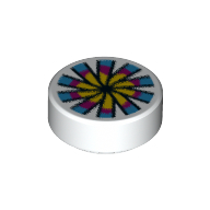 Tile Round 1 x 1 with Chinese Candy Print (White)