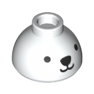 Brick Round 1.5 x 1.5 Dome Top with Bear Face Print (White)