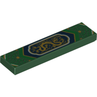 Tile 1 x 4 with Gold Dragon with Dark Blue Background Print (Dark Green)