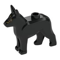 Animal, Dog, Alsatian / German Shepherd (Police Dog) with Gold/Light Bluish Grey Decorations Print (Black)