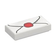 Tile 1 x 2 with Letter, Wax Seal Print (White)